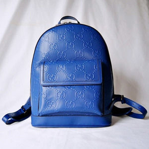 Gucci Backpack Gg Embossed Blue - Gem